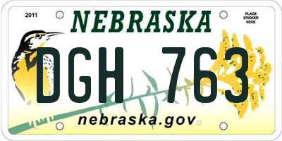 NE license plate DGH763