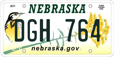 NE license plate DGH764