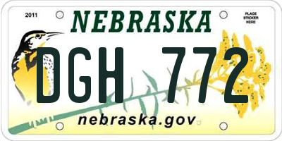 NE license plate DGH772