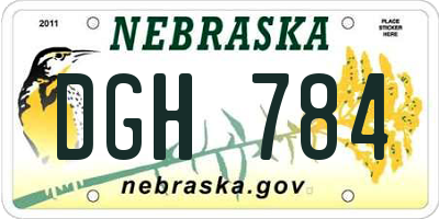 NE license plate DGH784
