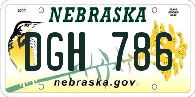NE license plate DGH786