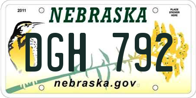 NE license plate DGH792