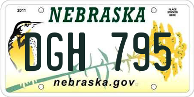 NE license plate DGH795