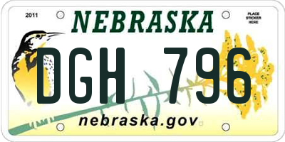 NE license plate DGH796