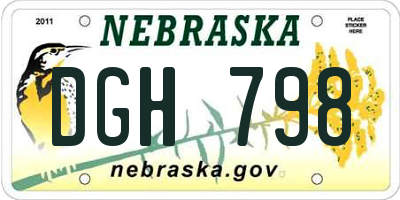 NE license plate DGH798