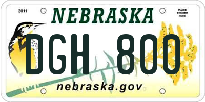 NE license plate DGH800