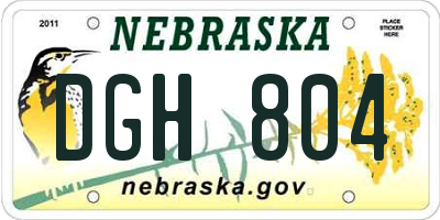 NE license plate DGH804