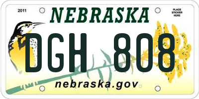 NE license plate DGH808