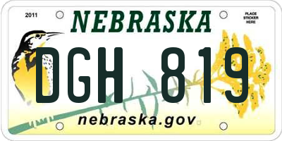 NE license plate DGH819