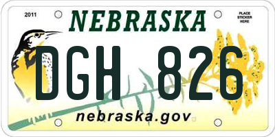NE license plate DGH826