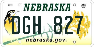 NE license plate DGH827