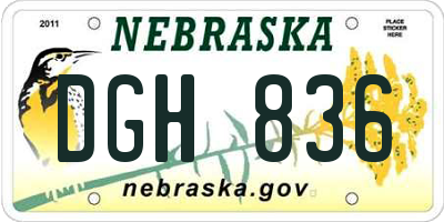 NE license plate DGH836