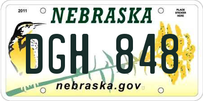 NE license plate DGH848