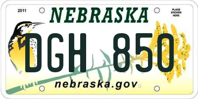 NE license plate DGH850