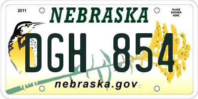 NE license plate DGH854