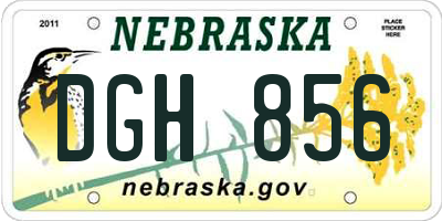 NE license plate DGH856