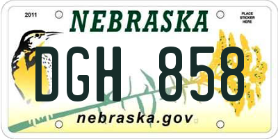 NE license plate DGH858