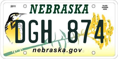 NE license plate DGH874