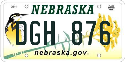 NE license plate DGH876