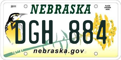 NE license plate DGH884