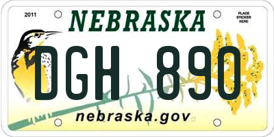 NE license plate DGH890