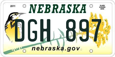 NE license plate DGH897