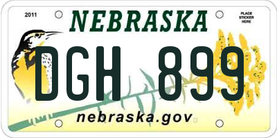 NE license plate DGH899