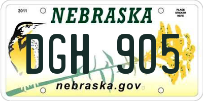 NE license plate DGH905