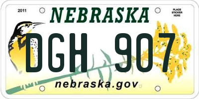 NE license plate DGH907