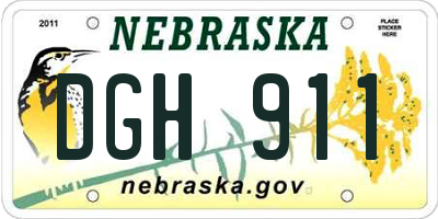 NE license plate DGH911