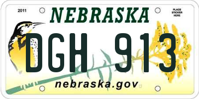 NE license plate DGH913