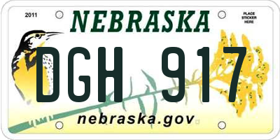 NE license plate DGH917