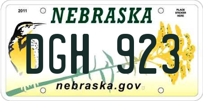 NE license plate DGH923