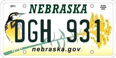 NE license plate DGH931
