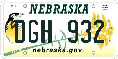 NE license plate DGH932