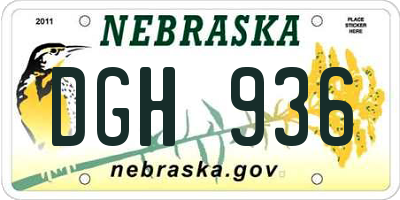 NE license plate DGH936