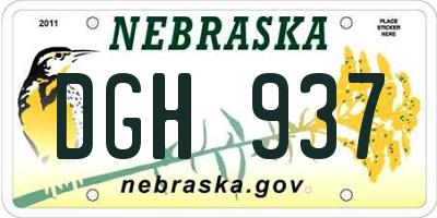 NE license plate DGH937
