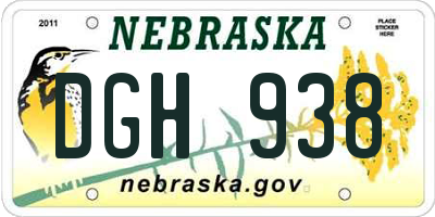 NE license plate DGH938