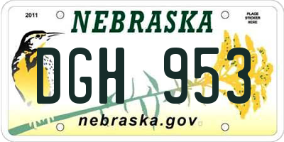 NE license plate DGH953