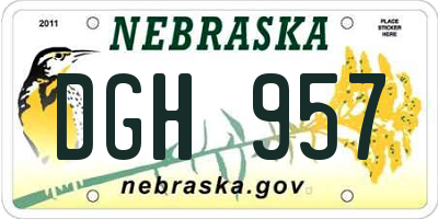 NE license plate DGH957
