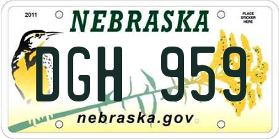 NE license plate DGH959