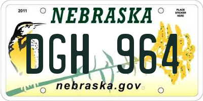 NE license plate DGH964