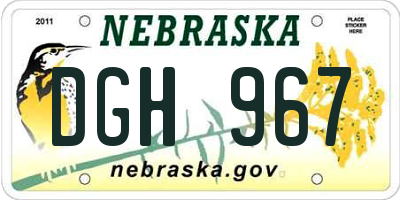 NE license plate DGH967