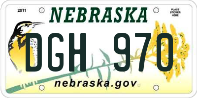 NE license plate DGH970