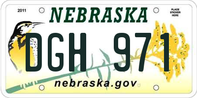 NE license plate DGH971