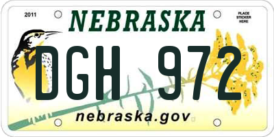 NE license plate DGH972