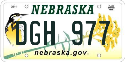 NE license plate DGH977