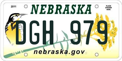 NE license plate DGH979