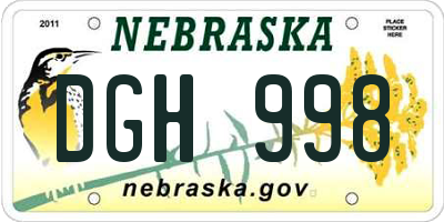 NE license plate DGH998