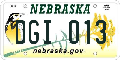 NE license plate DGI013